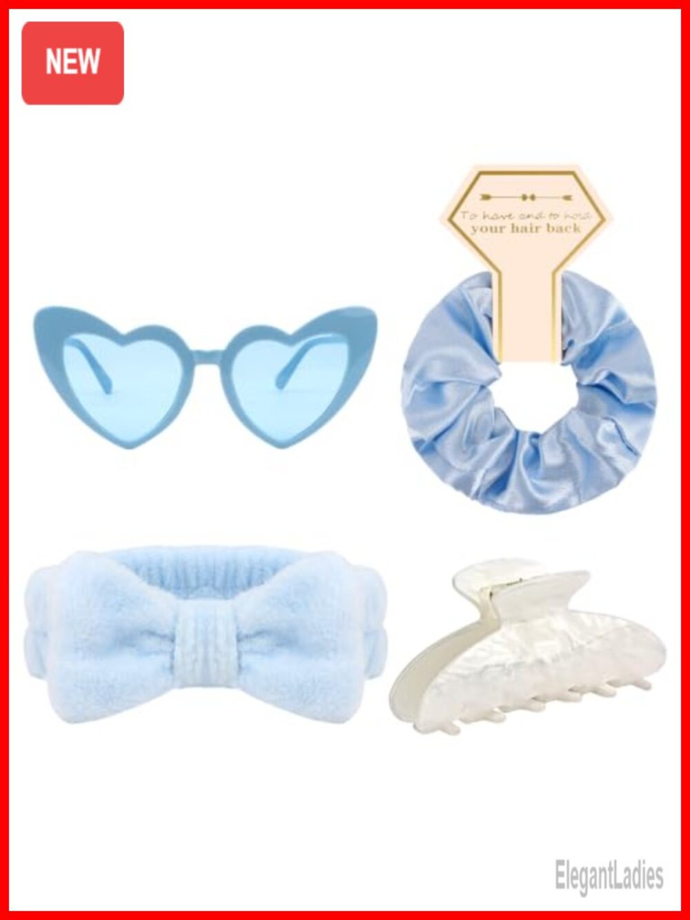 Bridesmaid Gift Set with Satin Scrunchies, Spa Headband, Heart Sunglasses,
